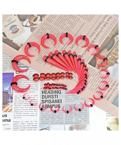 54pcs Acrylic Ear Stretching Kit 14G-00G Taper Plugs Spiral Ear Tapers Kit Ear Gauges Stretcher Expander 54pcs Crescent, Glit...