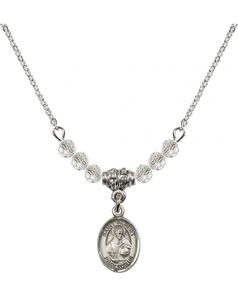 April Birth Month Bead Necklace with Catholic Patron Saint Petite Charm, 18 Inch Saint Albert the Great $32.44 Necklaces