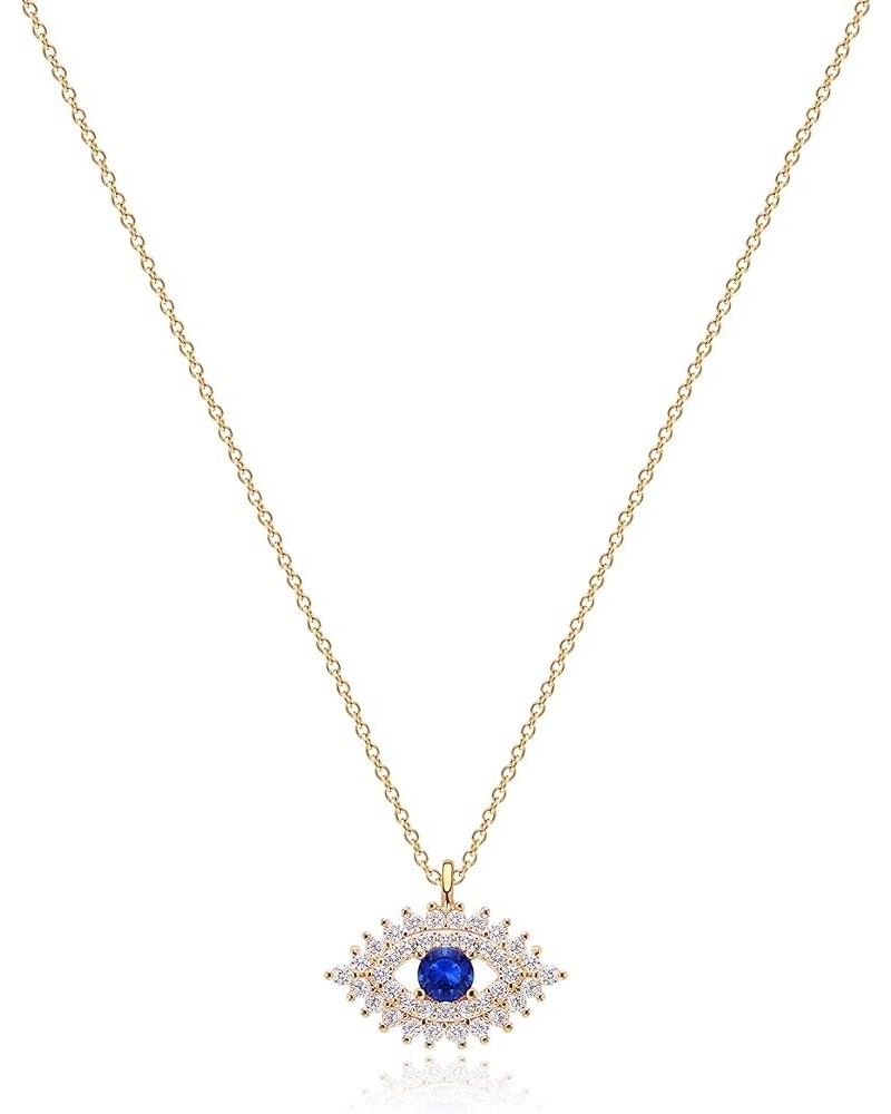 Evil Eye Necklace 14K Gold Plated Cute Dainty Cubic Zirconia Colored Eye Hamsa Pendant Choker Handmade Everyday Minimalist Je...