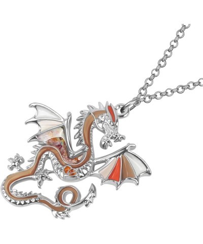 Enamel Alloy Novelty Dragon Necklace Dinosaur Pendant Charms Jewelry Gifts for Women Girls Kids Beige $8.79 Necklaces