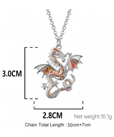 Enamel Alloy Novelty Dragon Necklace Dinosaur Pendant Charms Jewelry Gifts for Women Girls Kids Beige $8.79 Necklaces