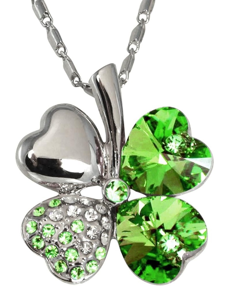 Four Leaf Clover Necklace with Swarovski Crystals, Rhodium Plated, 16" with 2" Extender Green $17.13 Necklaces