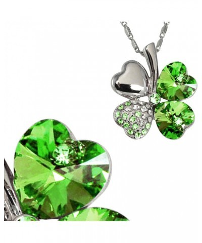 Four Leaf Clover Necklace with Swarovski Crystals, Rhodium Plated, 16" with 2" Extender Green $17.13 Necklaces