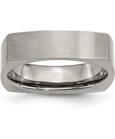 Titanium Square Shape 6mm Satin Wedding Band Ring $37.24 Rings