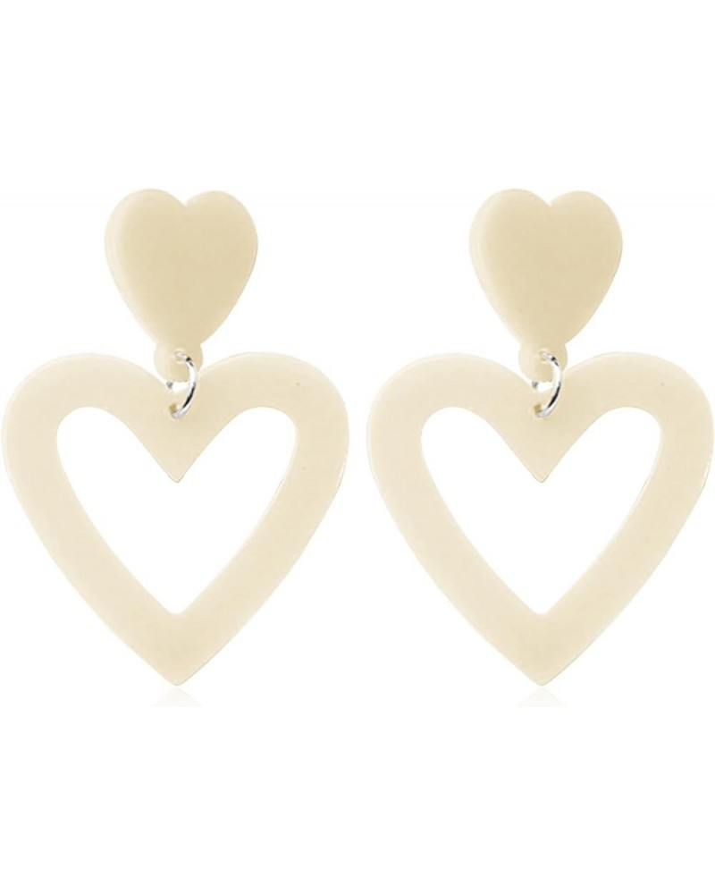 Pink Heart Earrings Big Heart Dangle Earrings Acrylic Love Heart Earrings for Women Teen Girls Gifts I1 $7.66 Earrings