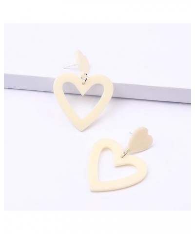 Pink Heart Earrings Big Heart Dangle Earrings Acrylic Love Heart Earrings for Women Teen Girls Gifts I1 $7.66 Earrings