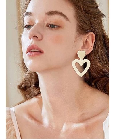 Pink Heart Earrings Big Heart Dangle Earrings Acrylic Love Heart Earrings for Women Teen Girls Gifts I1 $7.66 Earrings