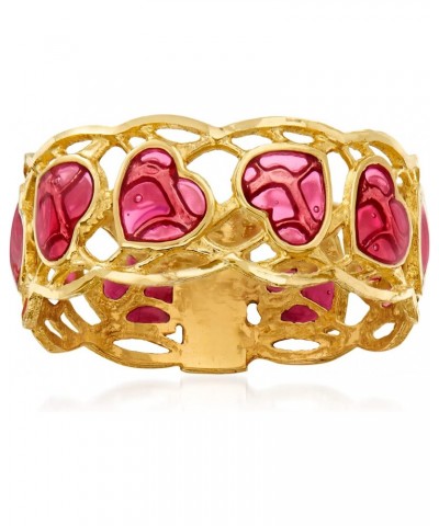 Italian Pink Enamel Heart Ring in 14kt Yellow Gold $132.84 Rings