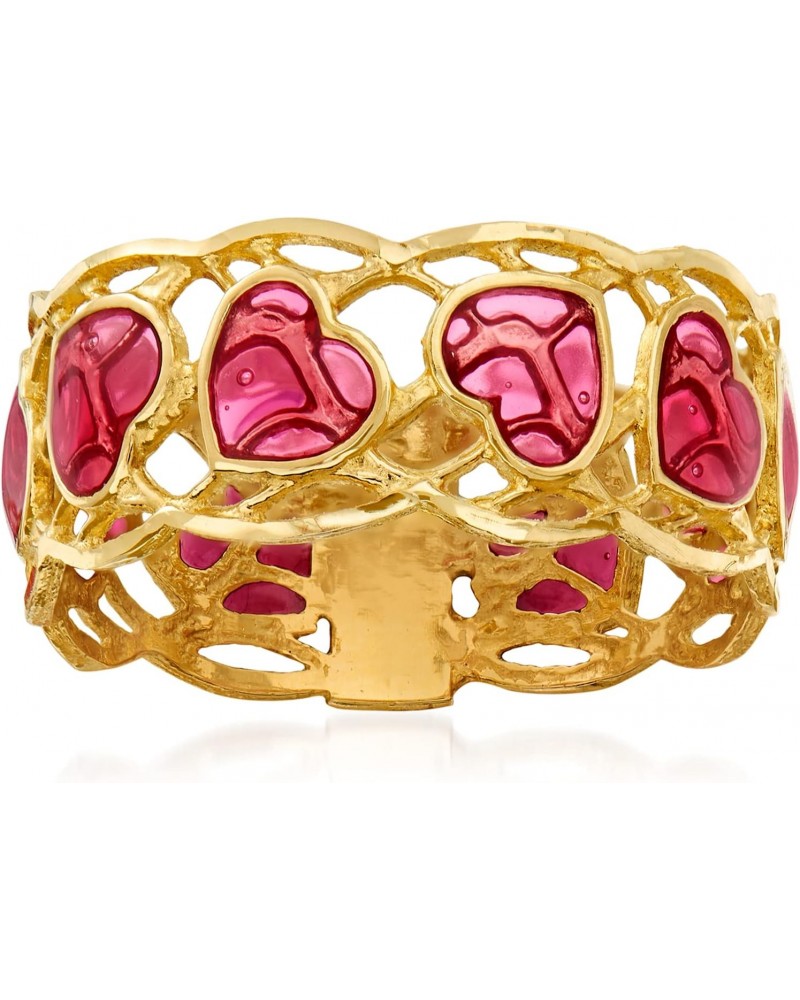 Italian Pink Enamel Heart Ring in 14kt Yellow Gold $132.84 Rings