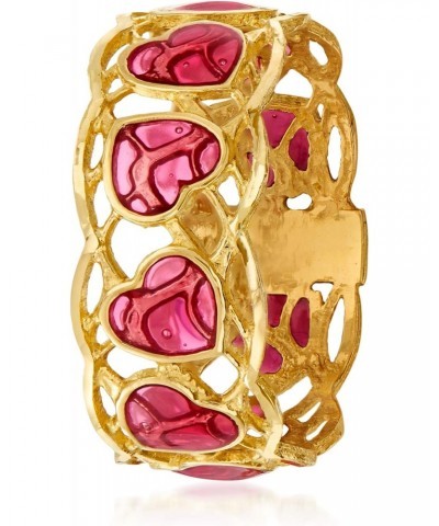 Italian Pink Enamel Heart Ring in 14kt Yellow Gold $132.84 Rings