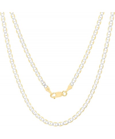 10k Yellow Gold 2.5mm Solid Mariner Anchor Link Chain Diamond Cut Two Tone Pave Pendant Necklace, Womens Mens Jewelry 16" 18"...