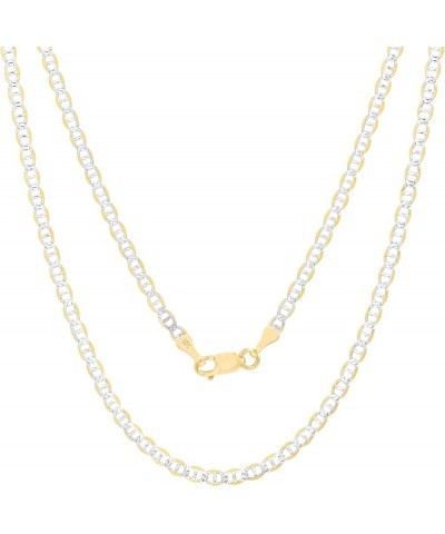 10k Yellow Gold 2.5mm Solid Mariner Anchor Link Chain Diamond Cut Two Tone Pave Pendant Necklace, Womens Mens Jewelry 16" 18"...