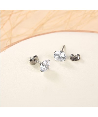 G23 Titanium CZ Stud Earrings for Sensitive Ears, Titanium Cubic Zirconia Stud Earrings for Women 3mm 4mm 5mm 6mm 7mm 8mm 7mm...