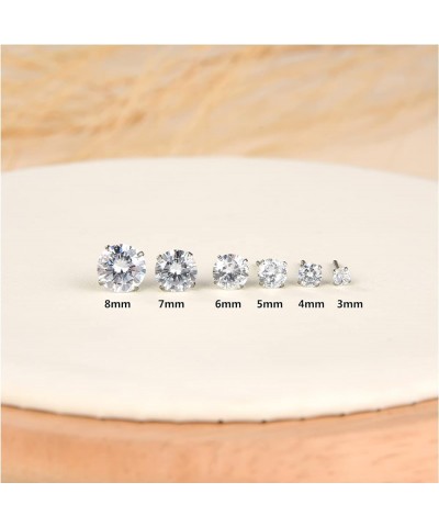 G23 Titanium CZ Stud Earrings for Sensitive Ears, Titanium Cubic Zirconia Stud Earrings for Women 3mm 4mm 5mm 6mm 7mm 8mm 7mm...