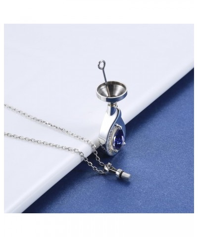 Teardrop Urn Necklace for Ashes - 925 Sterling Silver Blue Cremation Pendant Memorial Keepake Funeral Necklace Jewelry Gifts ...