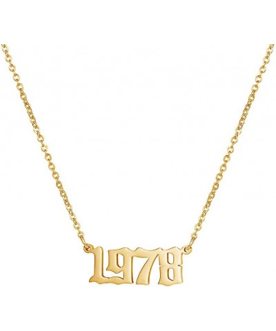 14k Gold Over Sterling Silver Birth Year Number Necklace with 18" Chain Personalized Birthday Jewelry for Women Men Sister Br...