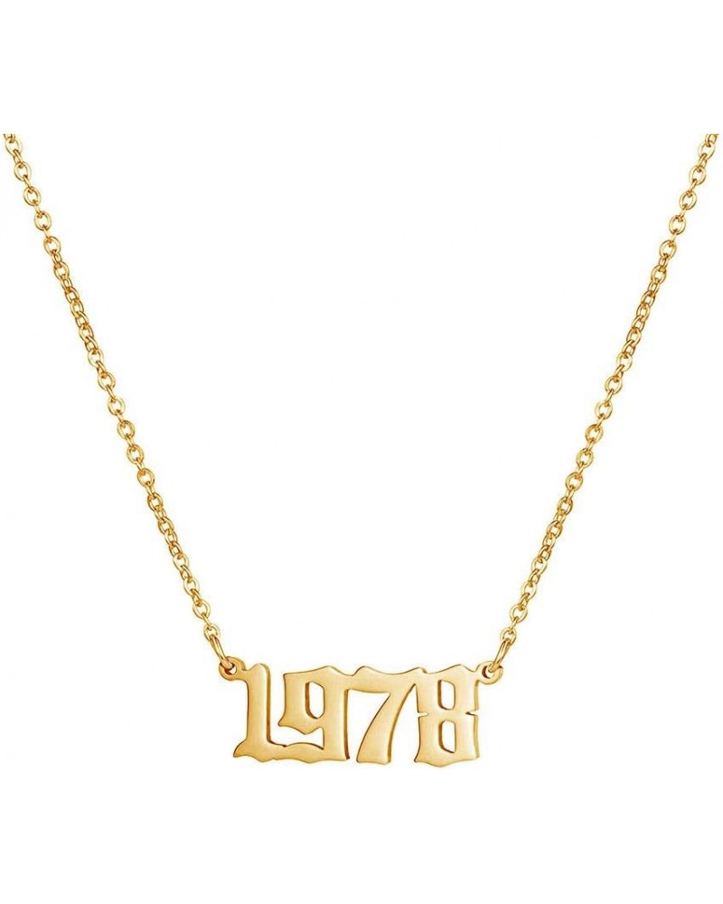 14k Gold Over Sterling Silver Birth Year Number Necklace with 18" Chain Personalized Birthday Jewelry for Women Men Sister Br...