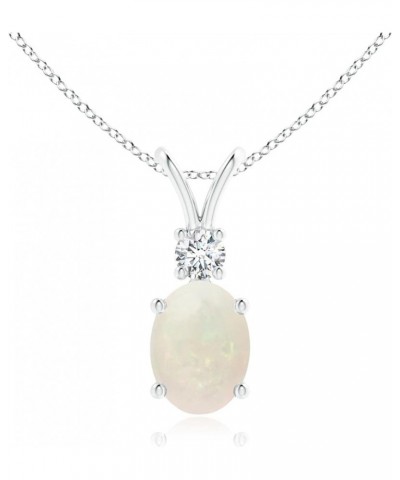 Natural Opal Solitaire Pendant Necklace for Women, Girls in 14K Solid Gold/Platinum | October Birthstone | Jewelry Gift for H...