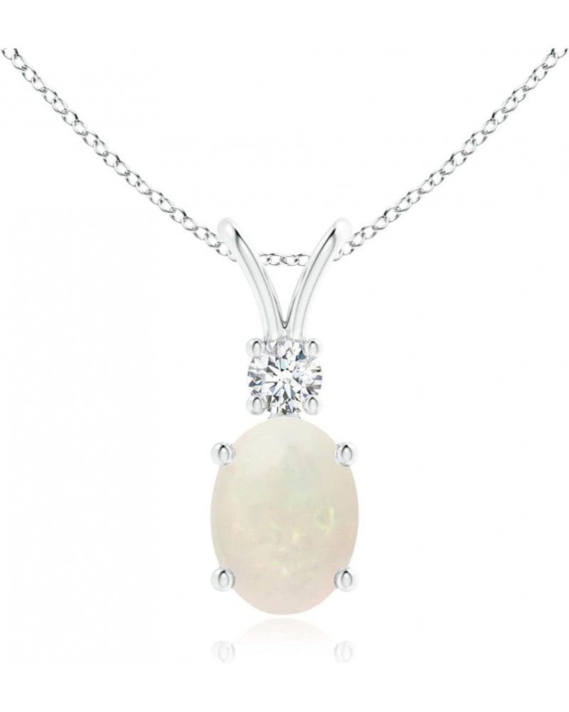 Natural Opal Solitaire Pendant Necklace for Women, Girls in 14K Solid Gold/Platinum | October Birthstone | Jewelry Gift for H...