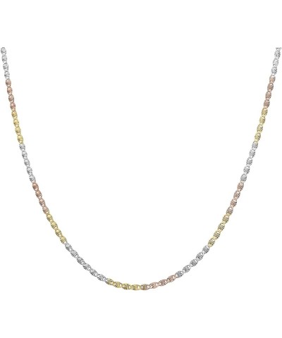 14K Gold Over Sterling Silver 2.5mm Diamond Cut Star Flat Link Chain Necklace- Available in Silver, Yellow Or 3 Colors 22 Tri...