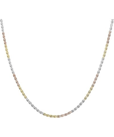 14K Gold Over Sterling Silver 2.5mm Diamond Cut Star Flat Link Chain Necklace- Available in Silver, Yellow Or 3 Colors 22 Tri...