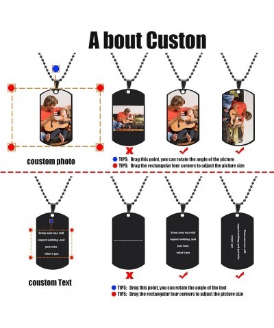 Personalized Dog Tag Pendant for Men, Custom Necklaces for Women With Picture, Custom Photo Text Engraving Dog Tags Stainless...