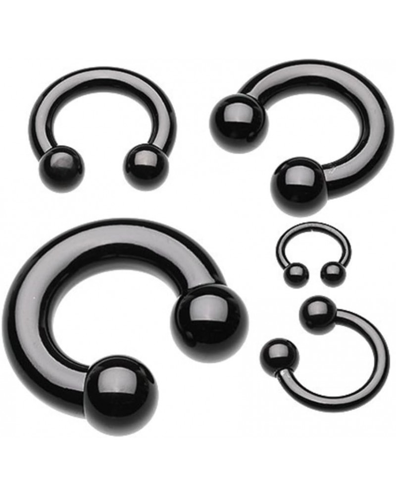 Basic Horseshoe Circular Barbell 316L Surgical Steel (Sold Individually) 4g 16mm (8mm ball) Black $8.15 Body Jewelry