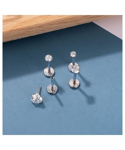 8PCS 316L Stainless Steel 16G 18G 20G Threadless Labret Monroe Lip Rings Cartilage Helix Tragus Earrings Stud CZ Push in Nose...