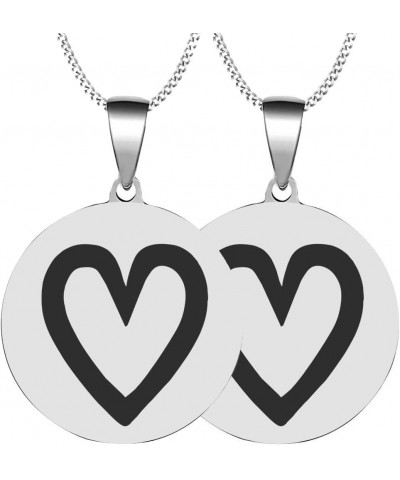 2PCS Adinkra Symbols Akoma The Heart Mens Womens Stainless Steel Endurance and Love Pendant Necklace Chain 2XSilver $6.31 Nec...