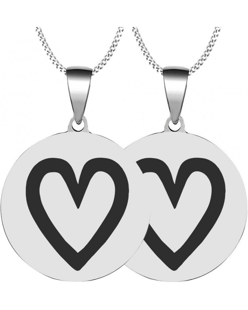 2PCS Adinkra Symbols Akoma The Heart Mens Womens Stainless Steel Endurance and Love Pendant Necklace Chain 2XSilver $6.31 Nec...