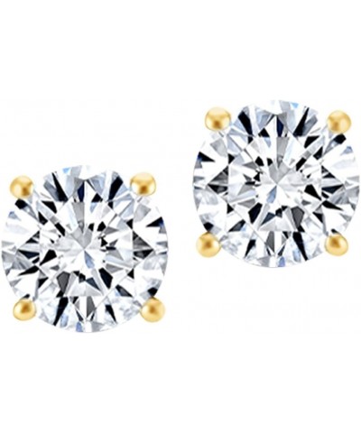 Round Natural Diamond Stud (IGI Certified 0.70 ct & up) Plus Quality Screw Back Earrings in 14k Solid Gold, 0.3 Ctw - 0.65 Ct...