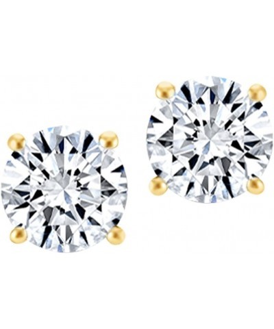 Round Natural Diamond Stud (IGI Certified 0.70 ct & up) Plus Quality Screw Back Earrings in 14k Solid Gold, 0.3 Ctw - 0.65 Ct...