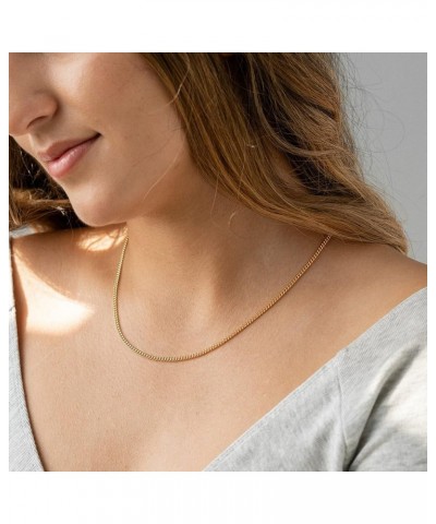 Gold Chain Necklace for Women, 14k Gold Plated Thin Beaded Wave Box Chain Necklace Dainty Gold Necklace Simple Layered Gold C...