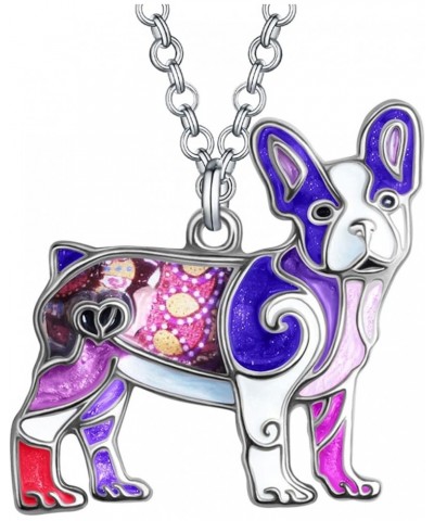 Statement Enamel Rhinestone French Bulldog Necklaces Pendant Original Design for Women Kids Jewelry Voilet $10.07 Necklaces