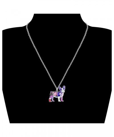 Statement Enamel Rhinestone French Bulldog Necklaces Pendant Original Design for Women Kids Jewelry Voilet $10.07 Necklaces