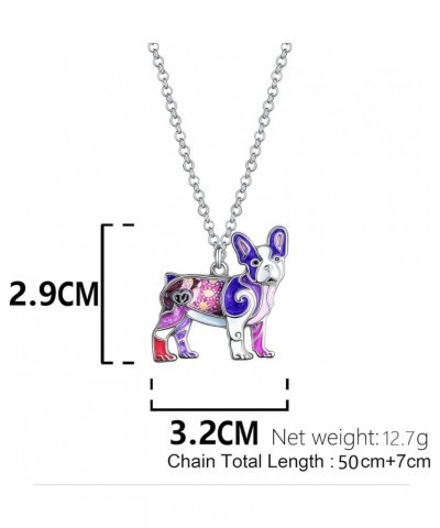 Statement Enamel Rhinestone French Bulldog Necklaces Pendant Original Design for Women Kids Jewelry Voilet $10.07 Necklaces