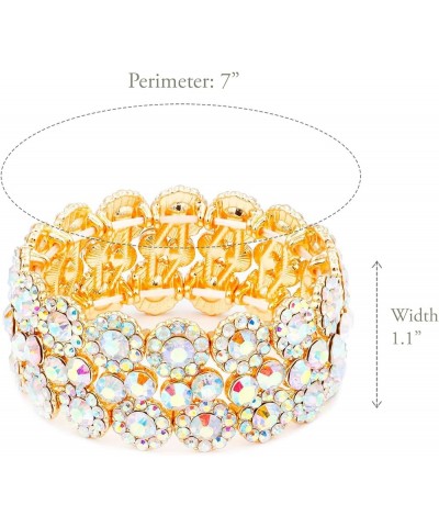 Round Shape Rhinestones Elastic Stretch Bracelet Party Jewelry for Women 7 Gold AB $13.09 Bracelets