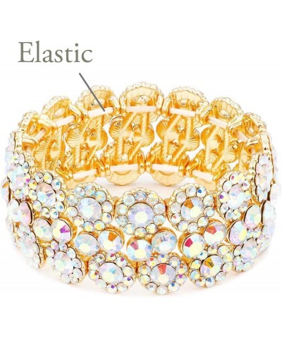 Round Shape Rhinestones Elastic Stretch Bracelet Party Jewelry for Women 7 Gold AB $13.09 Bracelets