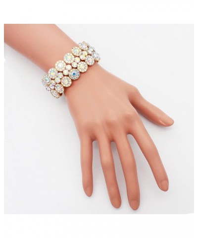 Round Shape Rhinestones Elastic Stretch Bracelet Party Jewelry for Women 7 Gold AB $13.09 Bracelets