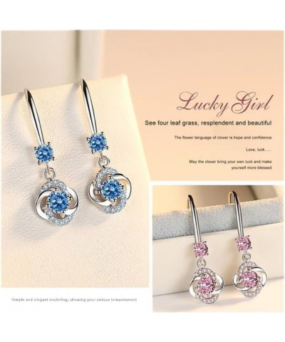 2023 New Diamond-Studded Creative Earrings, Elegant Temperament Long Four-Leaf Earrings Pendant Jewelry Birthday Gifts for Wo...