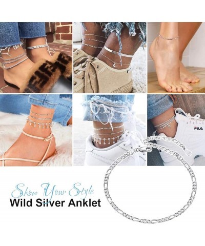 Resizable Anklet Chain for Women Girls Summer Beach Barefoot Jewelry Stainless Steel/18K Gold/S925 Sterling Silver Figaro/Whe...