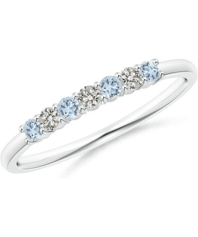 Half Eternity Seven Stone Aquamarine and Diamond Wedding Band (2mm Aquamarine) White Gold $232.68 Bracelets