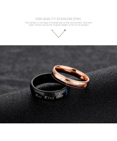 Couples Her King and His Queen Enagagement Bridal Ring Set 2PCS, Black Rose Gold Color His 12 Her 6 $9.85 Bracelets