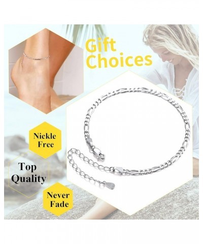 Resizable Anklet Chain for Women Girls Summer Beach Barefoot Jewelry Stainless Steel/18K Gold/S925 Sterling Silver Figaro/Whe...