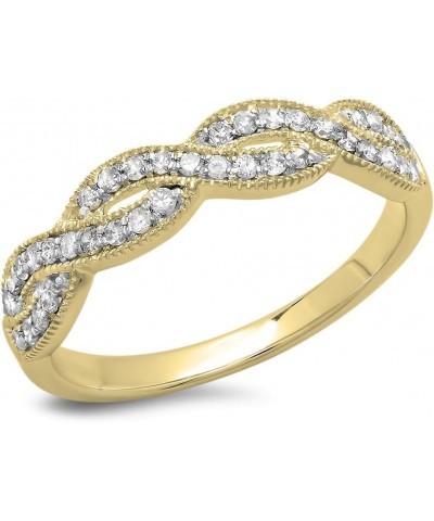 0.60 Carat (ctw) 10K Gold Round Cubic Zirconia Ladies Bridal Wedding Band Stackable Swirl Ring Yellow Gold $138.55 Bracelets