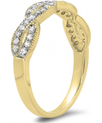 0.60 Carat (ctw) 10K Gold Round Cubic Zirconia Ladies Bridal Wedding Band Stackable Swirl Ring Yellow Gold $138.55 Bracelets