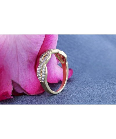 0.60 Carat (ctw) 10K Gold Round Cubic Zirconia Ladies Bridal Wedding Band Stackable Swirl Ring Yellow Gold $138.55 Bracelets