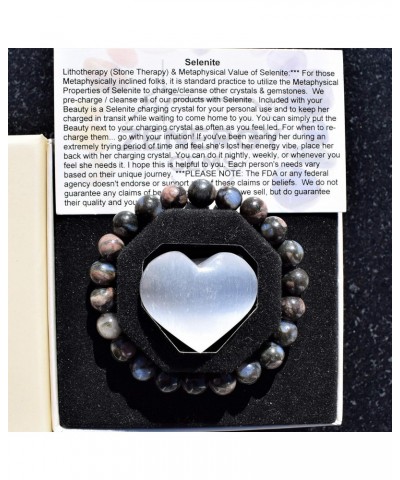 Charged Natural Blue Spot Llanite (Que Sera Stone) 8mm Bracelet + Selenite Charging Heart [Included] $9.89 Bracelets