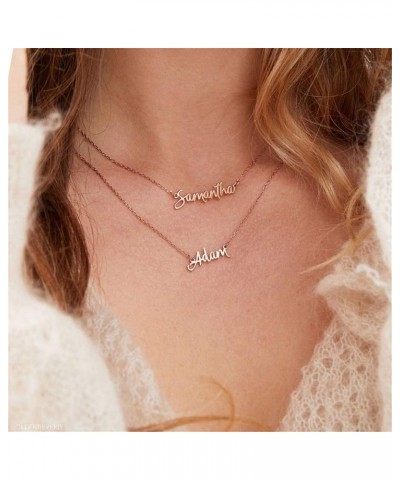 Layered Choker Name Necklace Personalized Double Chain Necklace 18K Gold Plated Nameplate Charm Pendant for Mother Layered Ne...