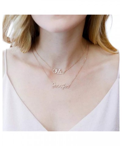 Layered Choker Name Necklace Personalized Double Chain Necklace 18K Gold Plated Nameplate Charm Pendant for Mother Layered Ne...